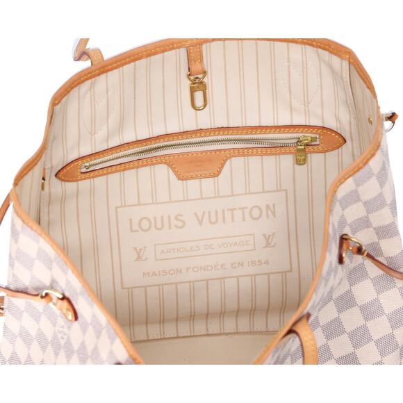 Louis Vuitton Neverfull MM Damier Azur Tote Bag N41361 Canvas - Picture 6 of 9
